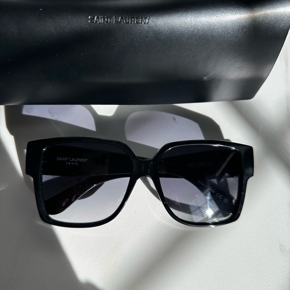 SAINT LAURENT M9 YSL Logo Black Bold Rectangular Unisex Sunglasses - Picture 8 of 9